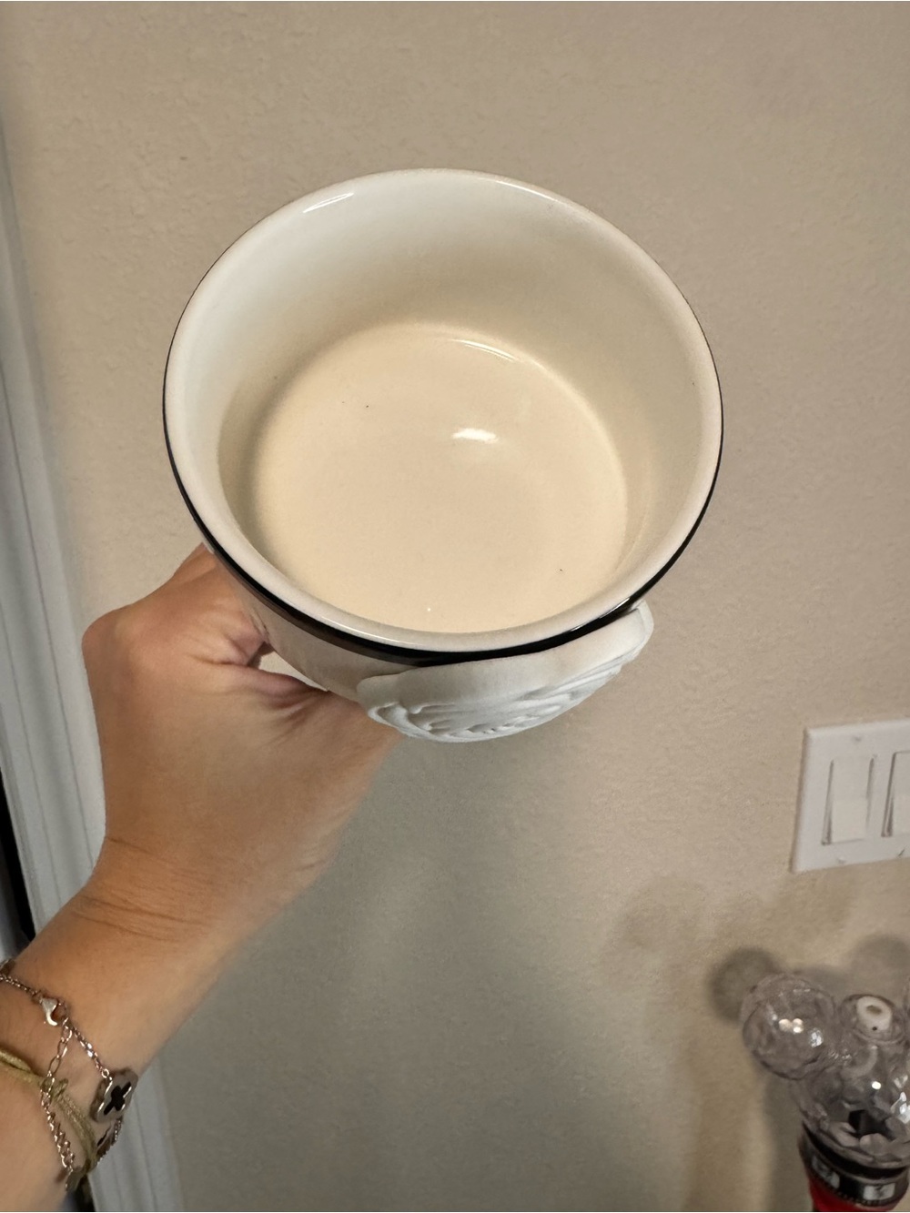 White Ceramic Rose Pedestal Bowl on Black Stand - Picture 4 of 5